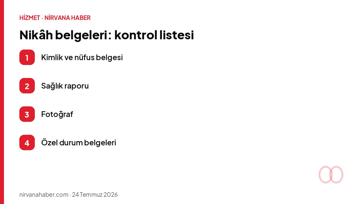 Nikâh belgeleri: kontrol listesi