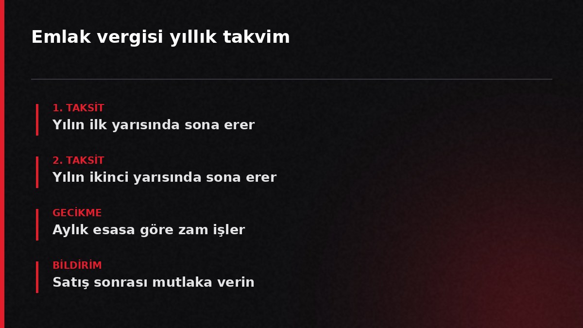Emlak vergisi yıllık takvim