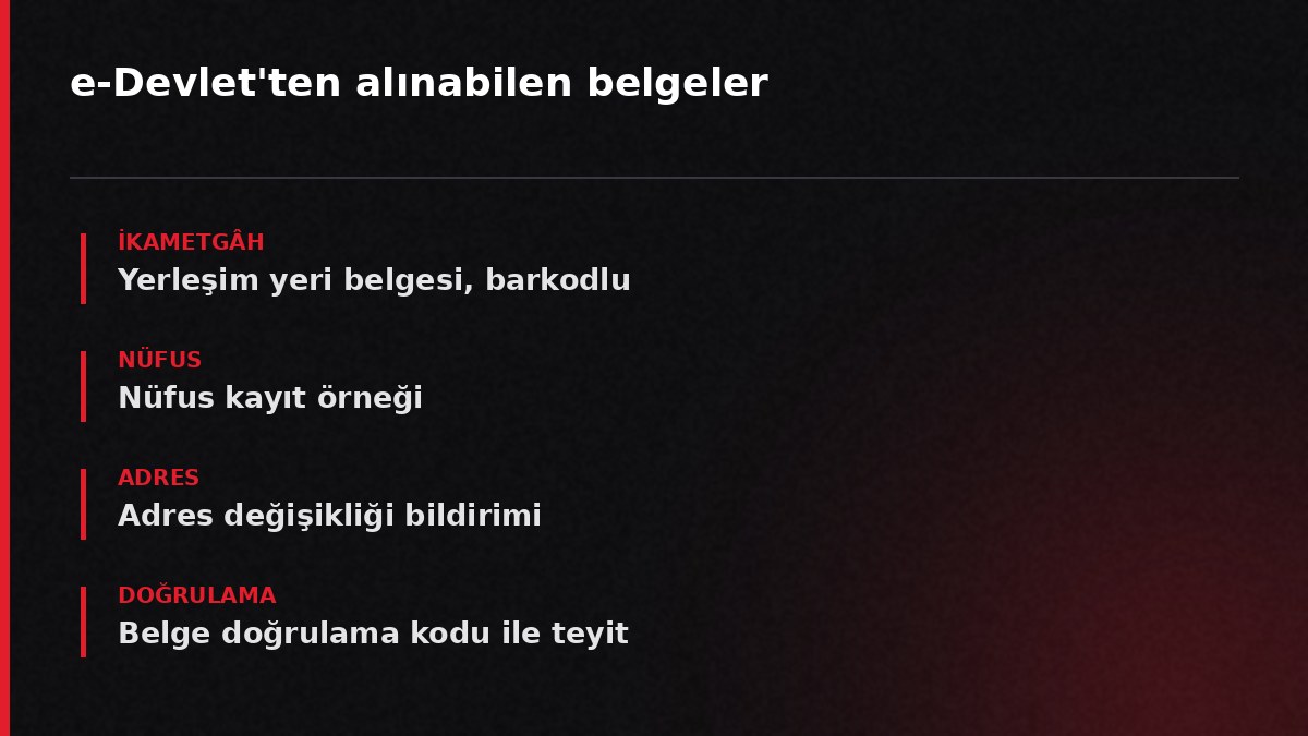 e-Devlet'ten alınabilen belgeler