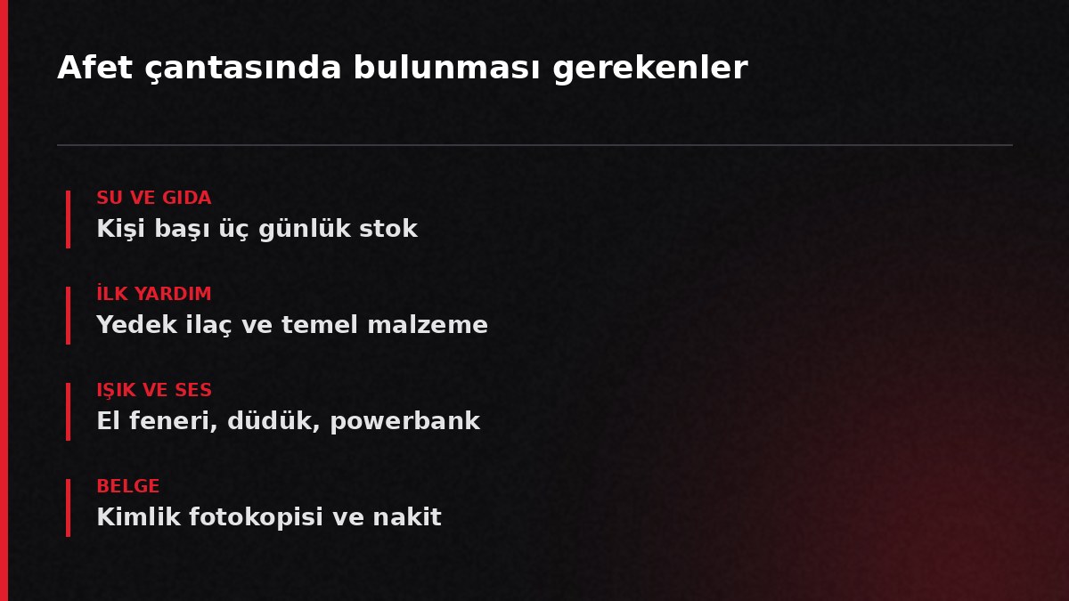 Afet çantasında bulunması gerekenler