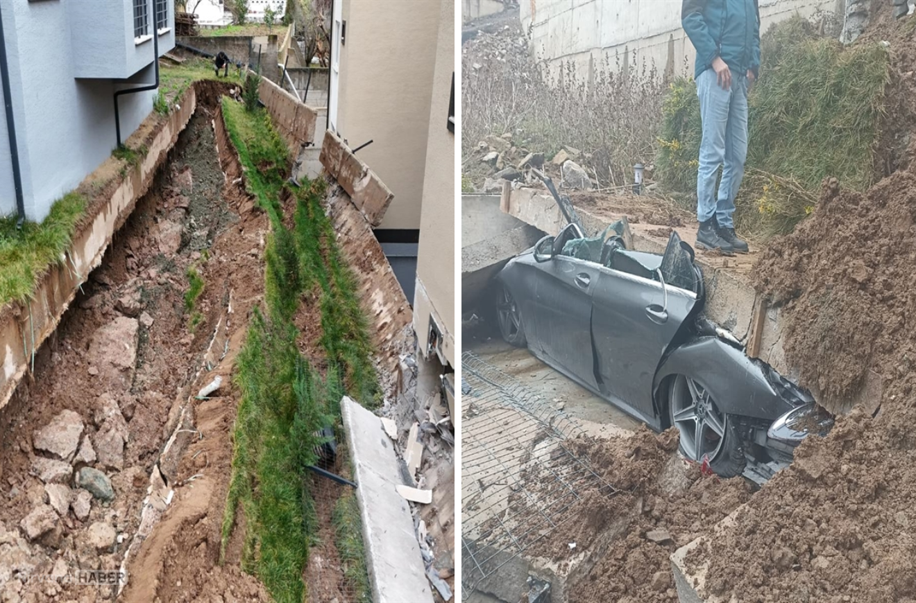 Sakarya’da korku dolu sabah! Site duvarı çöktü