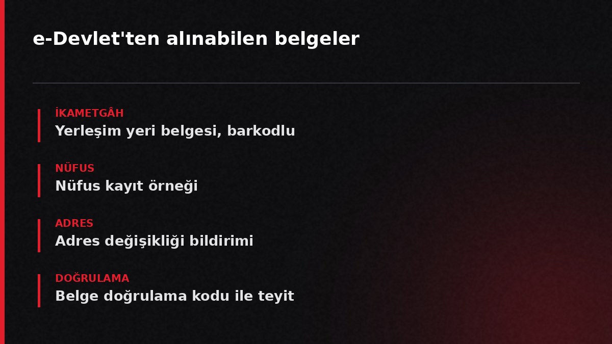 e-Devlet'ten alınabilen belgeler
