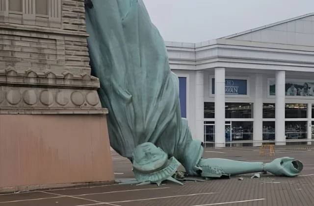 Brezilya'da Özgürlük Heykeli'nin replikası rüzgardan devrildi