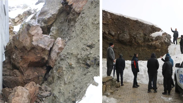 Hakkari'de akılalmaz olay! Ölümle burun buruna: Dağdan düşen kaya evini yıktı