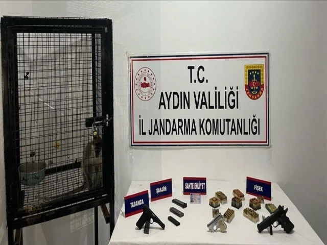 Kuşadası'nda ruhsatsız silah ve maymun operasyonu