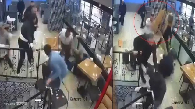 Husumetliler birbirine saldırdı! Masalar sandalyeler havada uçuştu