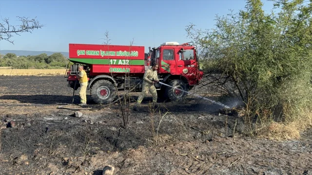 Çanakkale'de Tarım Arazisinde Çıkan Yangın Hızla Kontrol Alt...