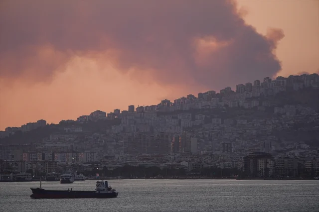 İzmir'de Çöplükte Başlayan Yangın Ormanları Tehdit Ediyor