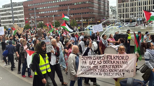 İsveç'te Filistin İçin Büyük Protesto Yürüyüşü Düzenlendi