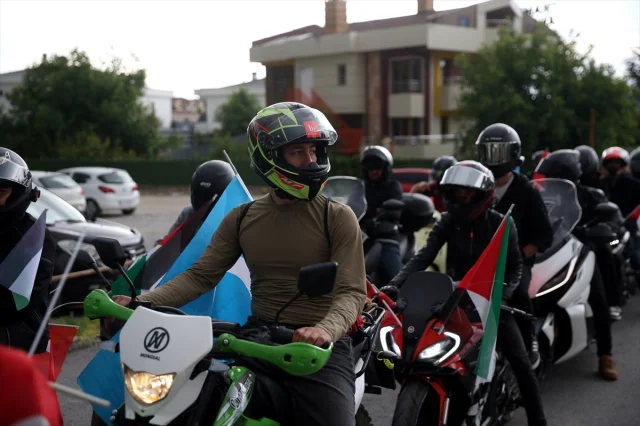 Motosiklet Grubu Gazze'ye Destek İçin Sokağa İndı
