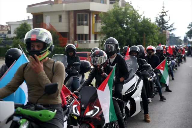 Motosiklet Grubu Gazze'ye Destek İçin Sokağa İndı