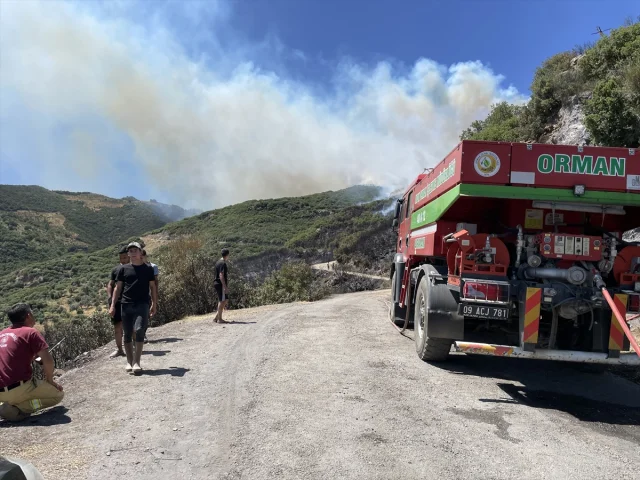 Aydın'da Ziraat Alanında Başlayan Yangın Kontrol Altına Alınıyor