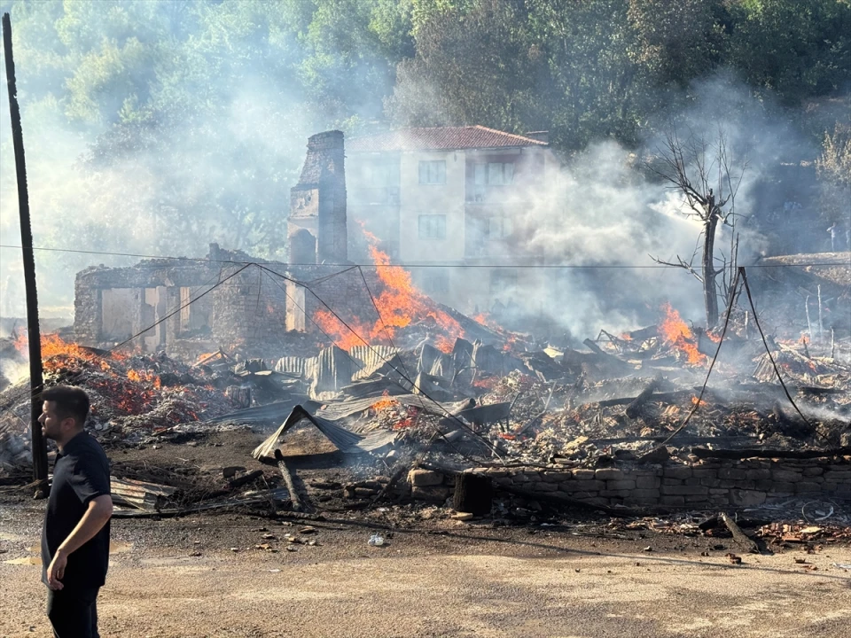 Bartın'da Korkutan Yangın: Köyde 2 Ev ve 2 Samanlık Alevlere Teslim