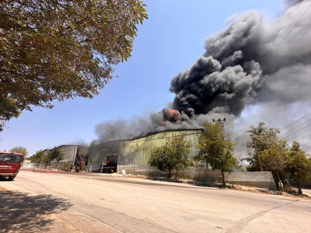 Gaziantep'te Halı Fabrikası Yangınına Acil Müdahale Başladı