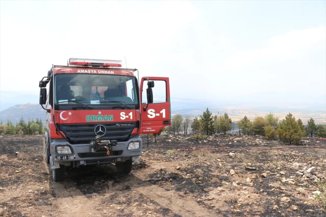 Amasya'da Otluk Arazide Başlayan Yangın Ormanı Tehdit Etti