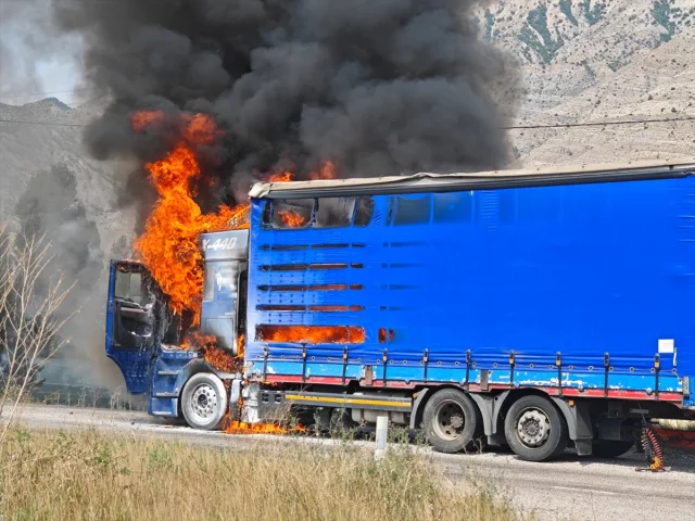 Erzurum'da Tır Yangını Panik Yarattı