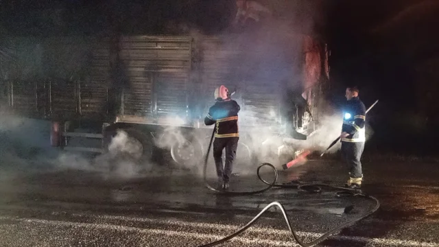 Siirt'te Dramatik Yangın Buğday Yüklü Tır Kullanılamaz Durumda
