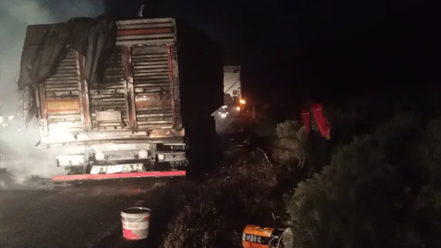 Siirt'te Dramatik Yangın Buğday Yüklü Tır Kullanılamaz Durumda