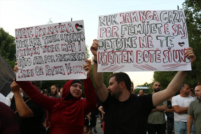 Priştine'de Filistin İçin Anlamlı Destek Gösterisi