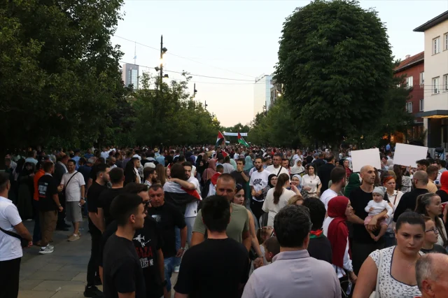 Priştine'de Filistin İçin Anlamlı Destek Gösterisi