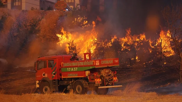 Çanakkale'de Büyük Orman Yangınına Müdahale Devam Ediyor