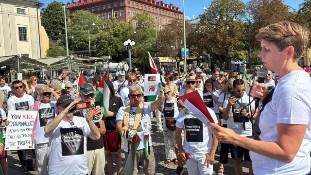 Stockholm'de İsrail'e Tepkiler Yükseliyor: Gazeteciler Gazze'deki Ölümleri Protesto Etti