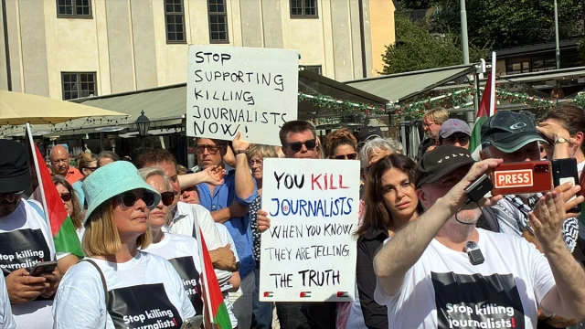 Stockholm'de İsrail'e Tepkiler Yükseliyor: Gazeteciler Gazze'deki Ölümleri Protesto Etti
