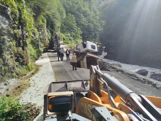 Artvin'de Kamyon Kazası: Heyelan Yolu Kapattı Sürücü Yaralandı