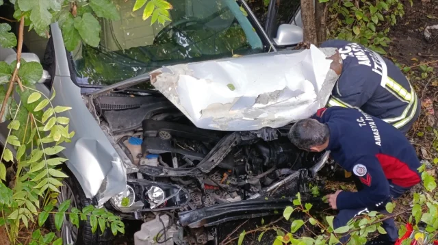 Amasya'da Kontrolden Çıkan Otomobil Bahçeye Devrildi: 4 Yaralı