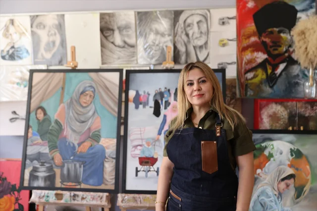 Mardinli ressam Esengül Bozdağ Alan savaşı tuvallerle anlatıyor