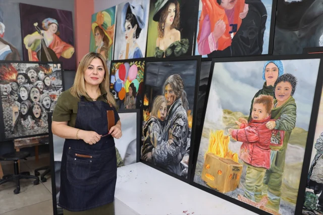 Mardinli ressam Esengül Bozdağ Alan savaşı tuvallerle anlatıyor