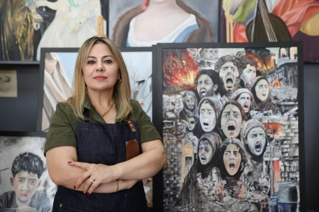 Mardinli ressam Esengül Bozdağ Alan savaşı tuvallerle anlatıyor