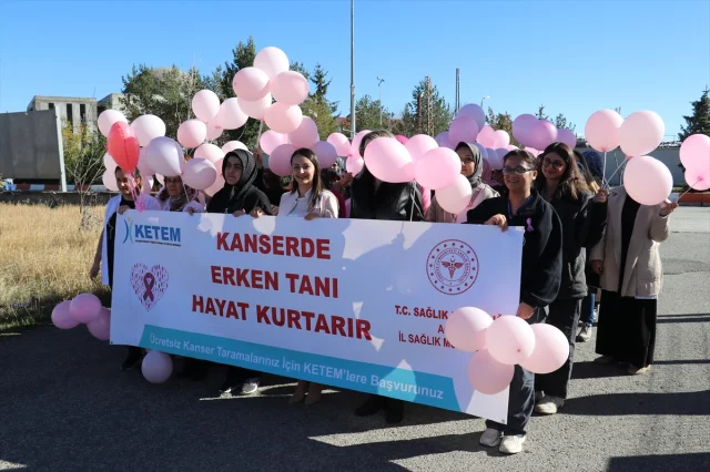 Ağrı'da Kadın Sağlıkçılardan Kanser Farkındalığı İçin Yürüyüş