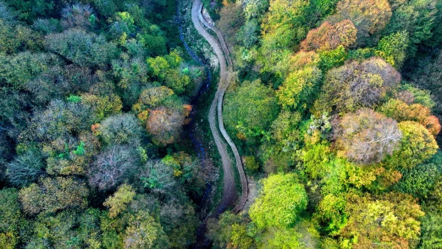 Düzce'nin gizli cenneti Aktaş Şelalesi sonbaharda ziyaretçilerini büyülüyor