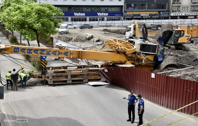 Ordu'da inşaat alanında korkutan kaza: Fore kazık makinesi devrildi