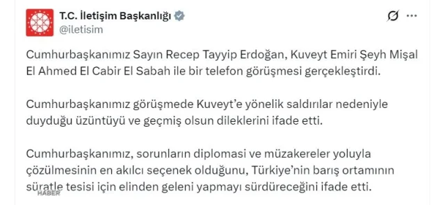 Cumhurbaşkanı Erdoğan’dan Kuveyt’e destek mesajı: El Sabah ile kritik telefon görüşmesi