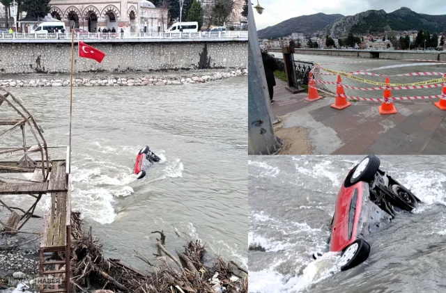 Amasya’da kaza: Otomobil Yeşilırmak’a düştü