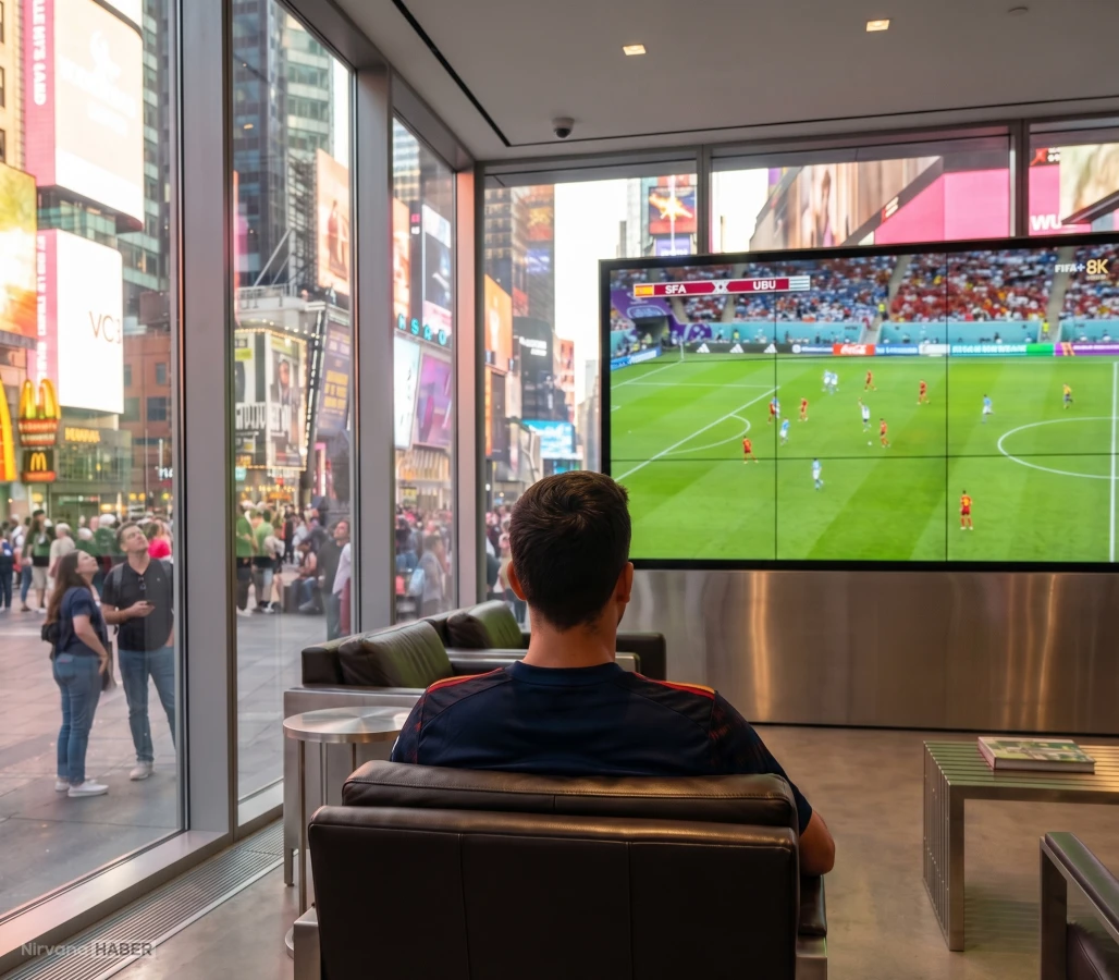 Times Square’de cam kutuda futbol izleyene 50 bin dolar