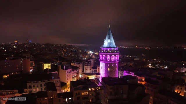 Galata Kulesi farkındalık için mor renge büründü