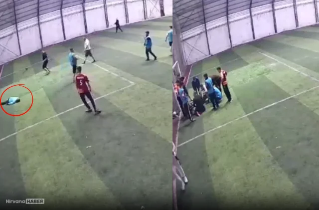 Halı sahada kahreden olay: Göğsüne çarpan top sonu oldu!