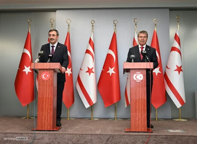 Cevdet Yılmaz KKTC'de! Başbakan Üstel ile ortak açıklamalarda bulundu