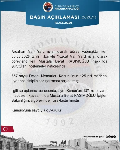Yozgat Vali Yardımcısı Mustafa Berat Kasımoğlu görevden uzaklaştırıldı