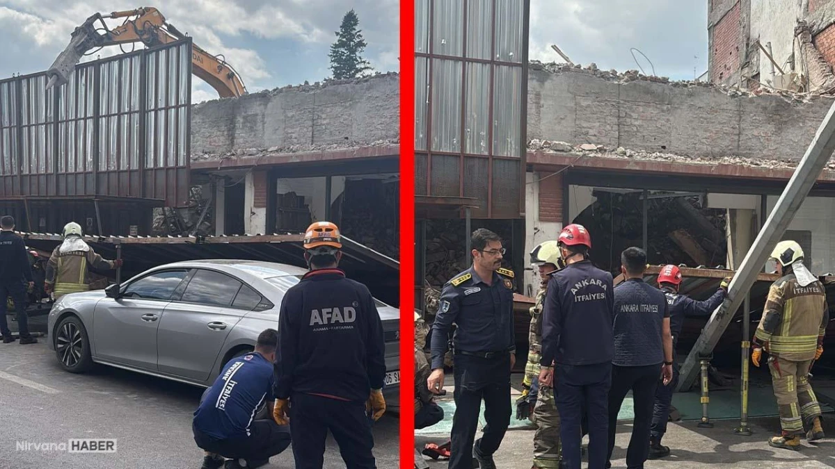 Başkent'te korku dolu anlar: Yıkım çalışması yapılan bina çöktü