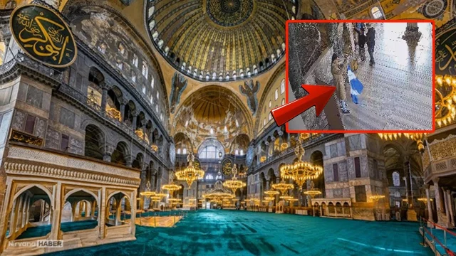 Ayasofya'da bayraklı provokasyon girişimi!