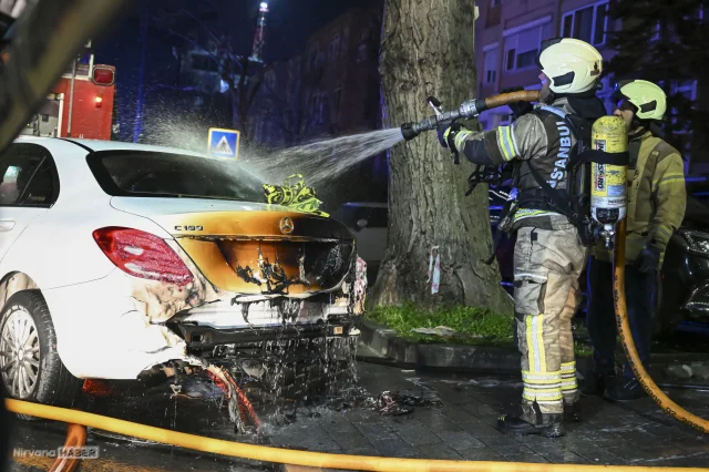Araç kiralama şirketinde otomobilde çıkan yangın 14 araca sıçradı