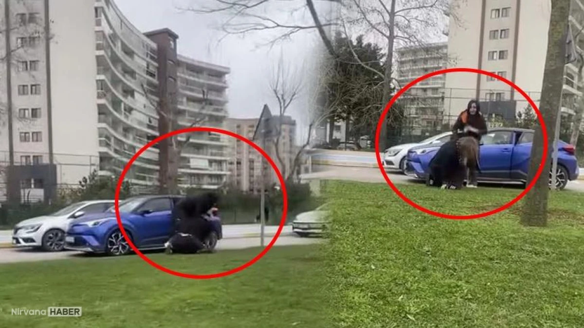 Çocukları araçta bırakıp saç saça kavgaya tutuştular!