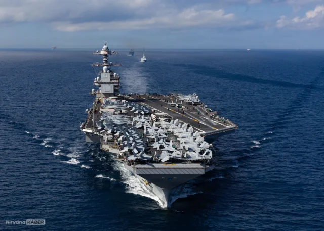 Dünyanın en büyük uçak gemisi USS Gerald R. Ford üssüne döndü