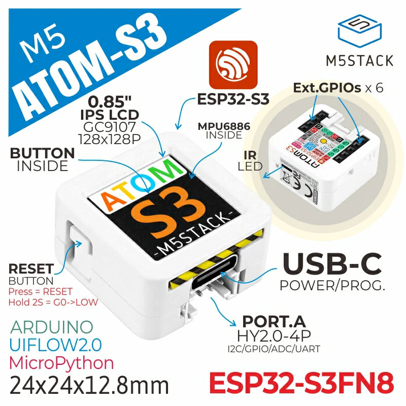 M5Stack AtomS3 | Open Hardware Directory