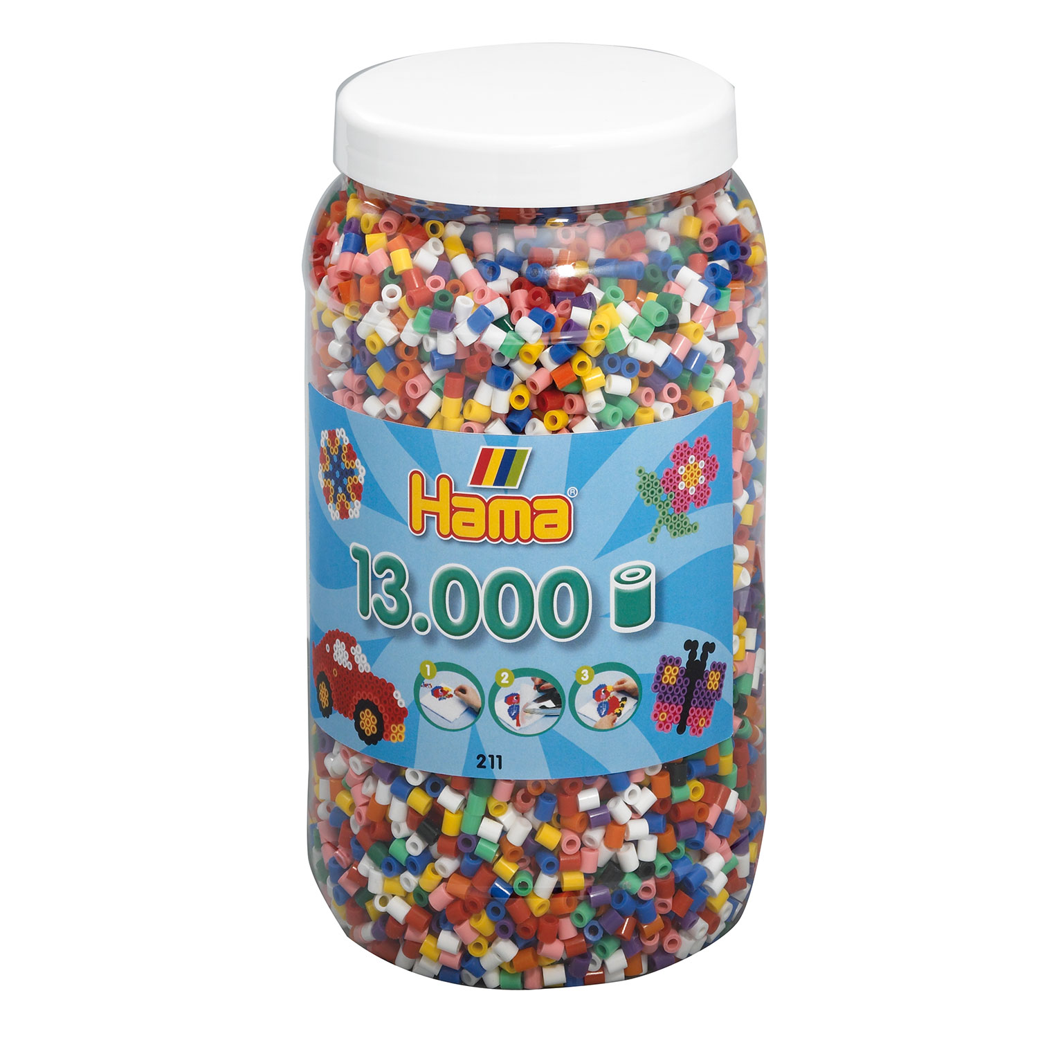Hama Midi Strijkkralen in Pot - Mix Standaard (00), 13.000st.