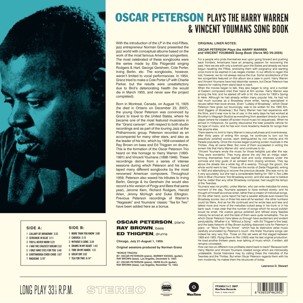 Oscar Peterson - Oscar Peterson Plays The Harry Warren & Vincent Youmans Song Book (LP) (Limited Edition) (Remastered)